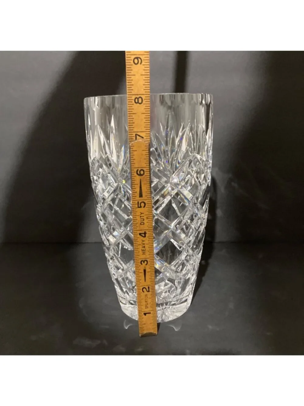 Ceska Hand-Cut Crystal Vase With Intricate Diamond Cut
